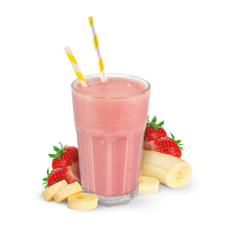 Image d'un verre de Smoothie fraise-banana, une boisson douce et crémeuse