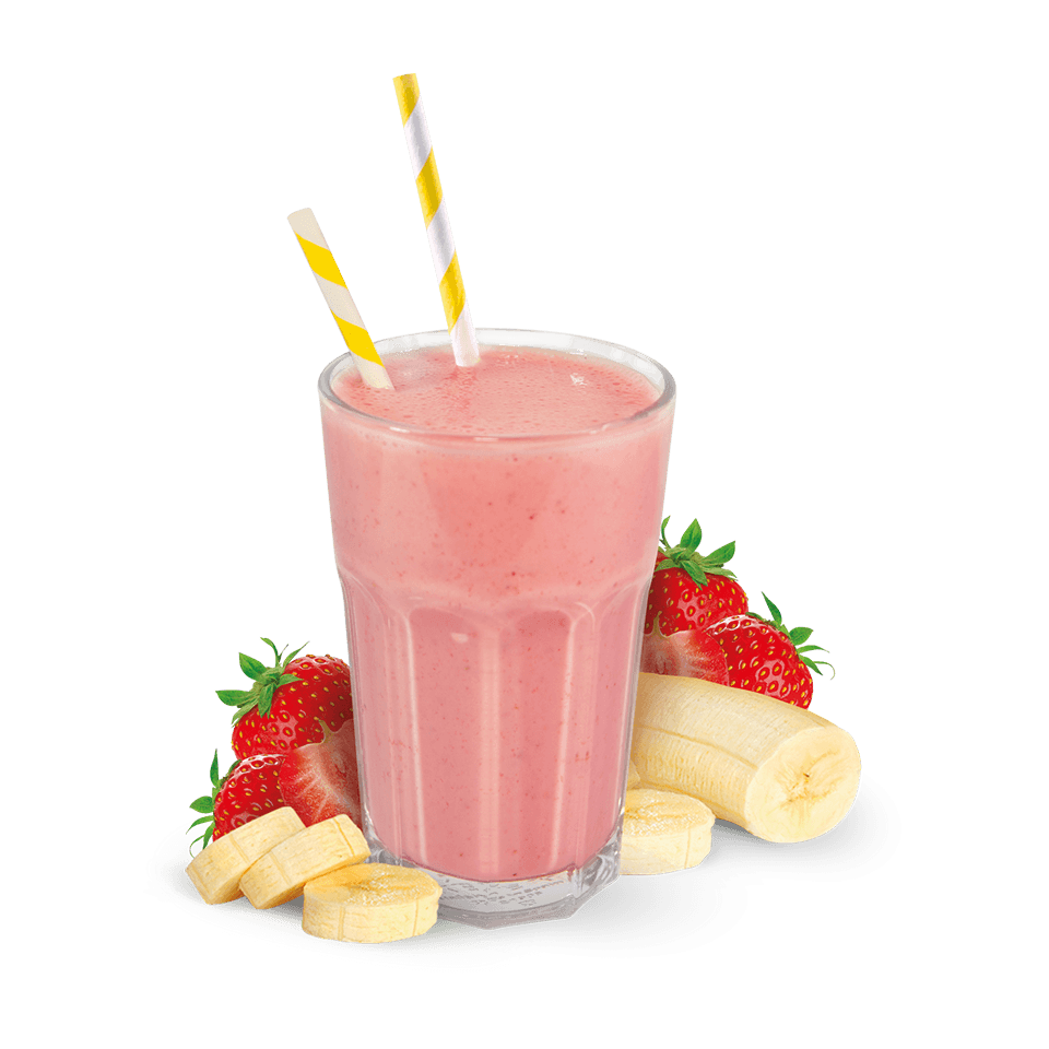 Image d'un verre de Smoothie fraise-banana, une boisson douce et crémeuse